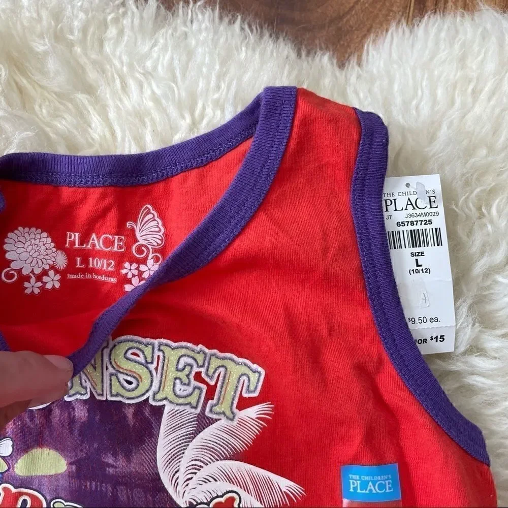 NWT Children’s Place Girls Sunset Beach Sleeveless T-shirt Size L/ 10-12